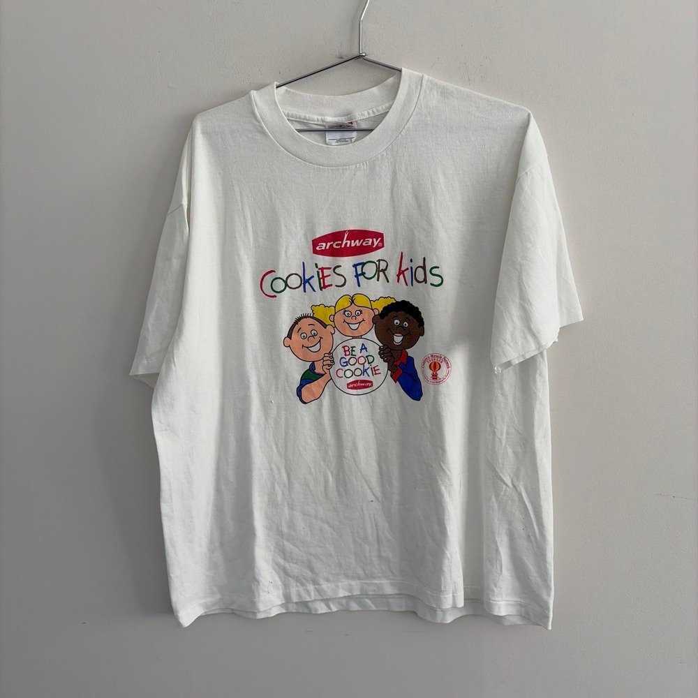 Vintage Hanes Archway Cookies For Kids T Shirt White XL Single Stitch USA